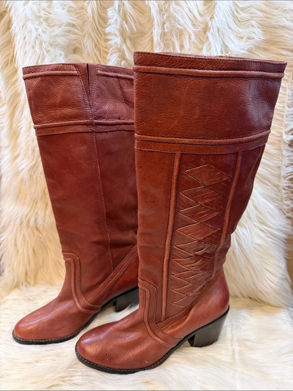 Fossil Women's Over-the-Knee Leather Boots in Chestnut Brown -Women’s 8.5